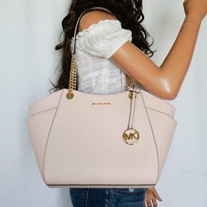 Michael Kors JST Chain Tote Leather Bag Pink Blush
